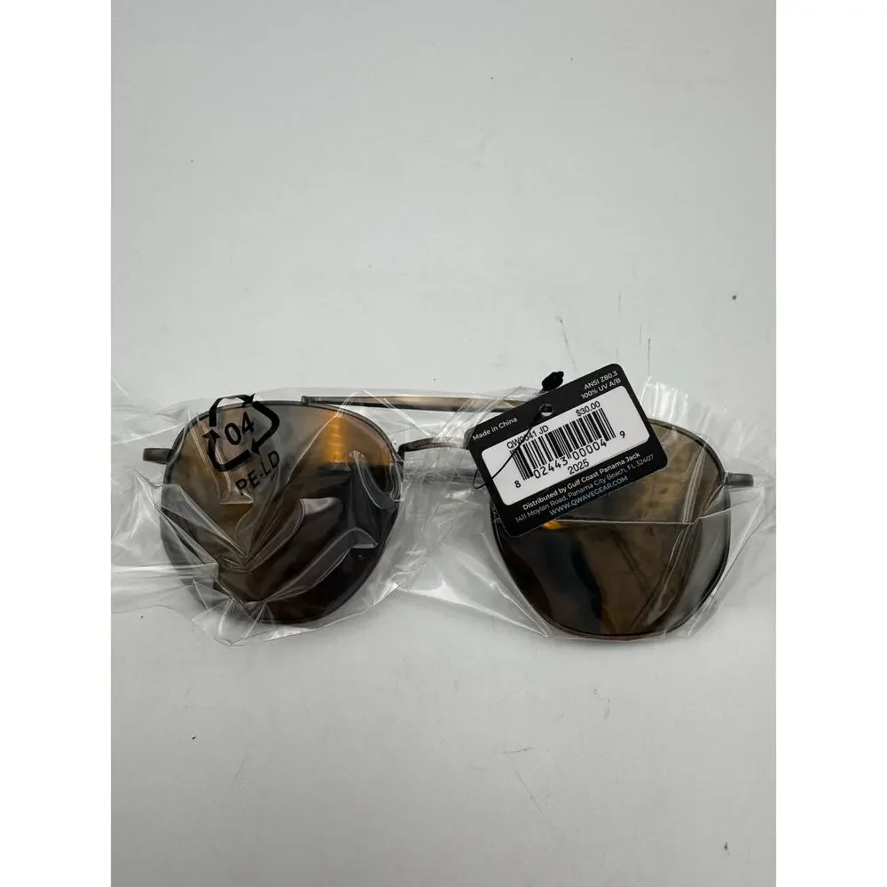Mens Geometric Double Bridge Gold Frame & Lens Sunglasses Fashion Eyewear